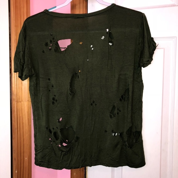 Distressed Ripped Cut Out Tee - Picture 7 of 7